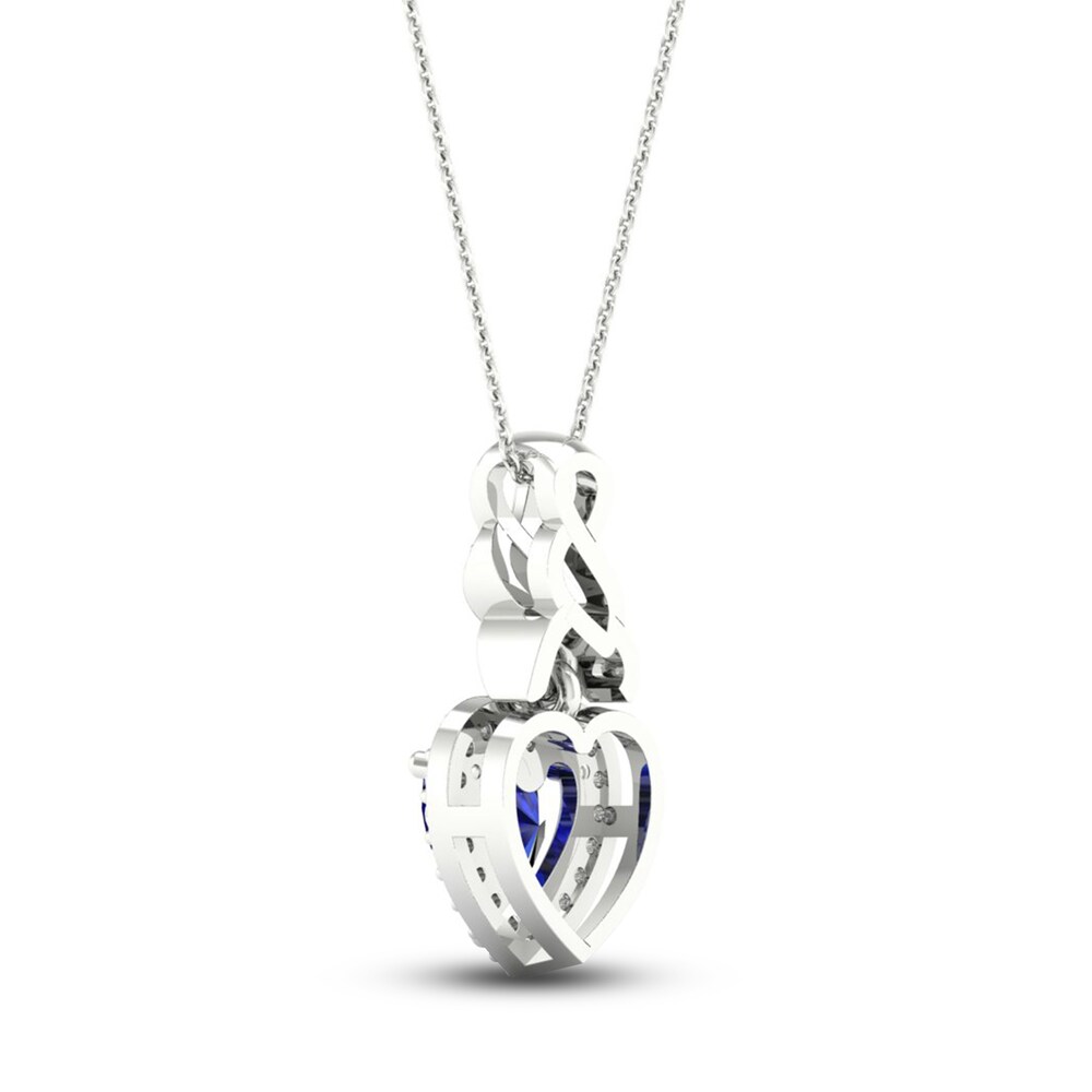 Lab-Created Blue Sapphire & Lab-Created White Sapphire Necklace Sterling Silver J6S2Drod