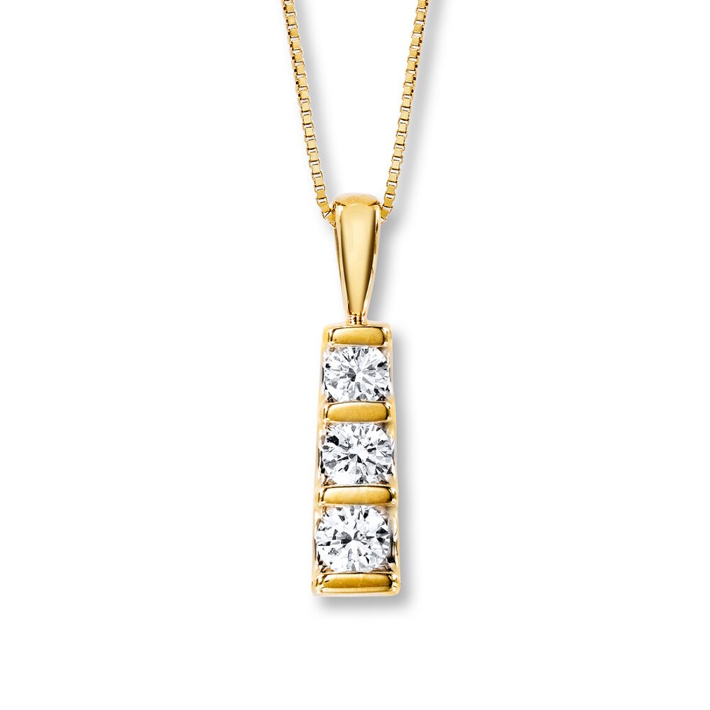 3-Stone Necklace 1/2 ct tw Diamonds 18K Yellow Gold J7yeYyPr