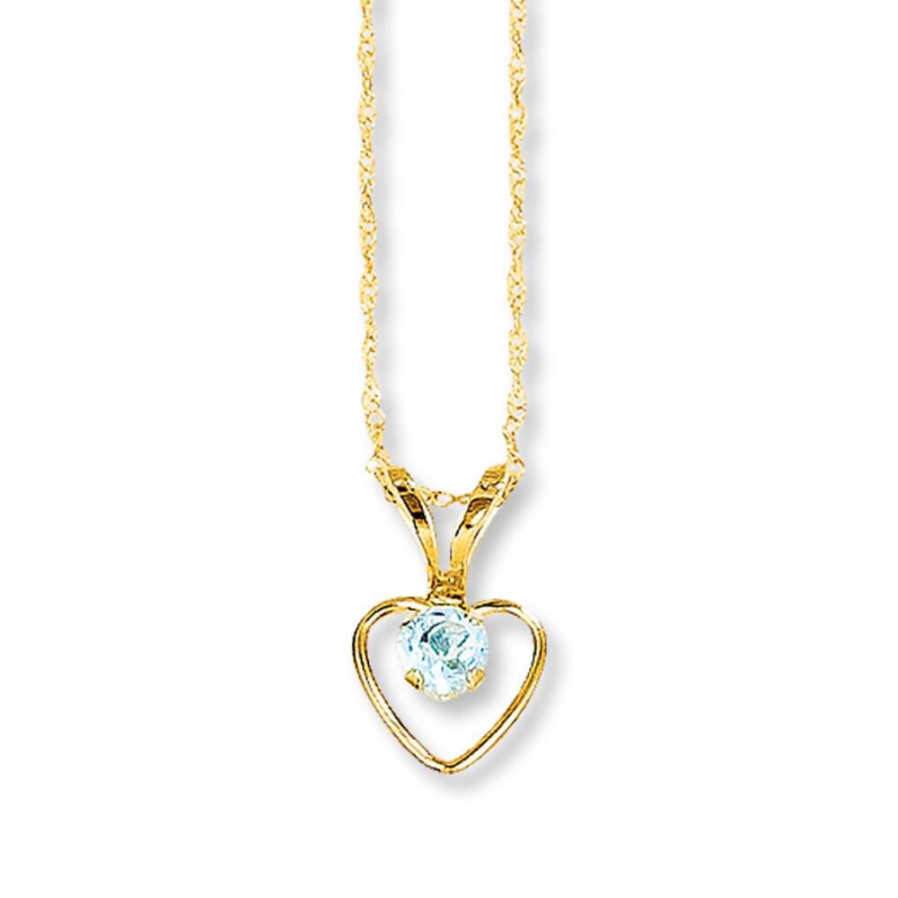 Aquamarine Heart Necklace 14K Yellow Gold JATNRvO3