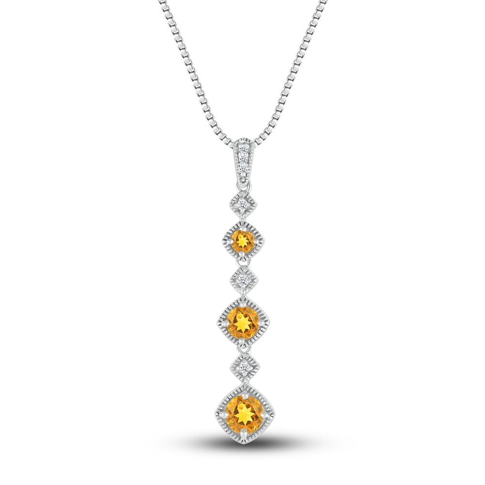 Natural Citrine Necklace 1/20 ct tw Diamonds Sterling Silver JDvkQzjO