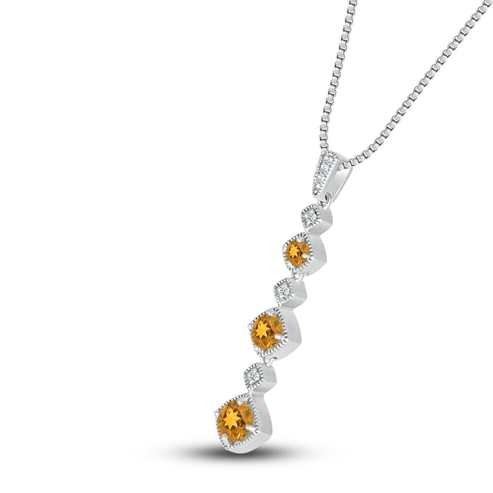 Natural Citrine Necklace 1/20 ct tw Diamonds Sterling Silver JDvkQzjO
