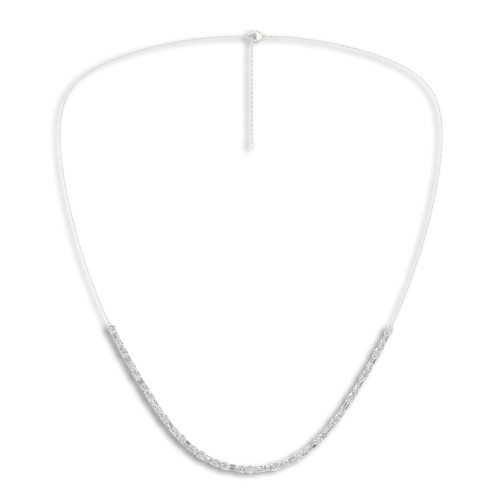 Lab-Created Diamond Necklace 10 ct tw Emerald/Oval/Round 14K White Gold 18" JE569tmZ