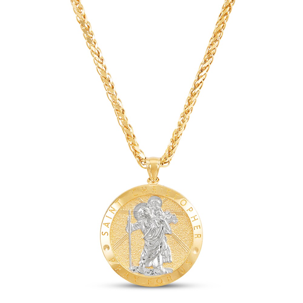 St. Christopher Pendant Necklace 10K Yellow Gold JGJdJgEG