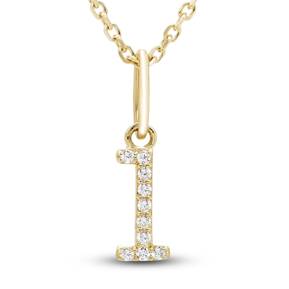 Diamond Initial L Pendant Necklace 1/20 ct tw Round 10K Yellow Gold 18" JOJzARAq