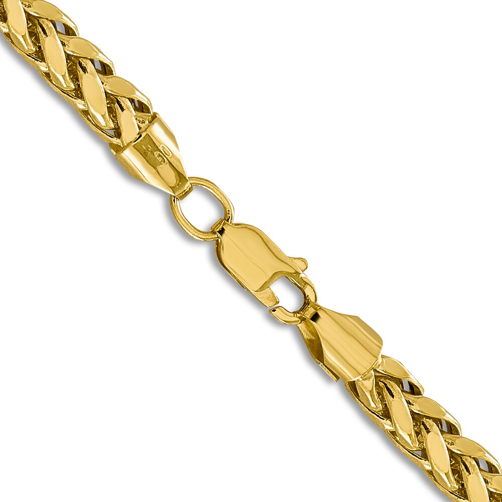 Semi Hollow Round Wheat Chain Necklace 14K Yellow Gold 24\" 5mm JS8UZzkO