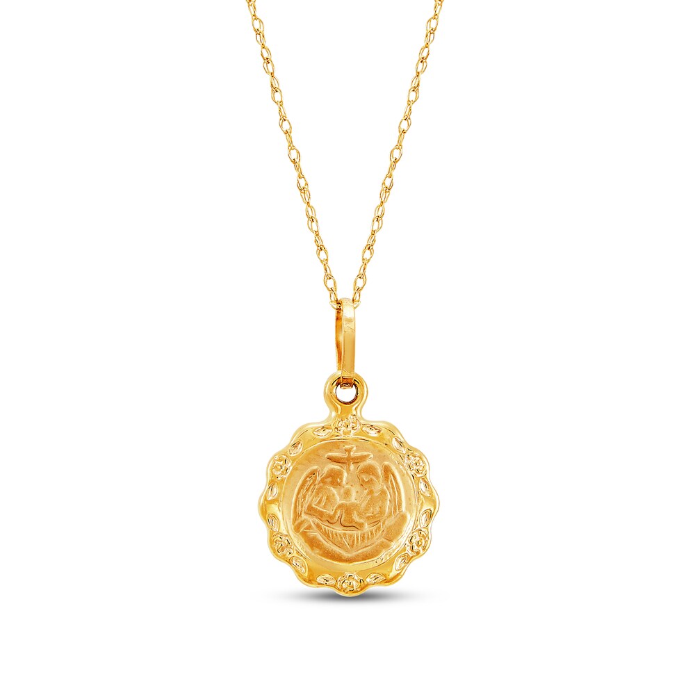 Children's Baptism Medal Pendant 14K Yellow Gold JSvLyt5w