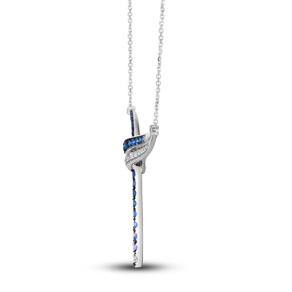 Le Vian Natural Blue Sapphire Necklace 1/6 ct tw Diamonds 14K Vanilla Gold 19\" JbcNly16