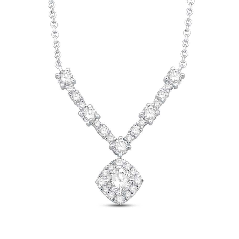 Diamond Necklace 2 ct tw Round 14K White Gold Jby9s0pK