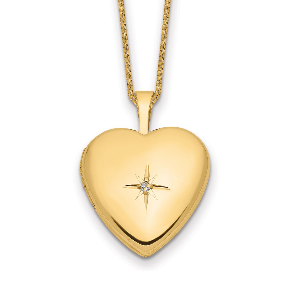 Heart Locket Necklace Diamond Accents 14K Yellow Gold 18" JcV6q1QH
