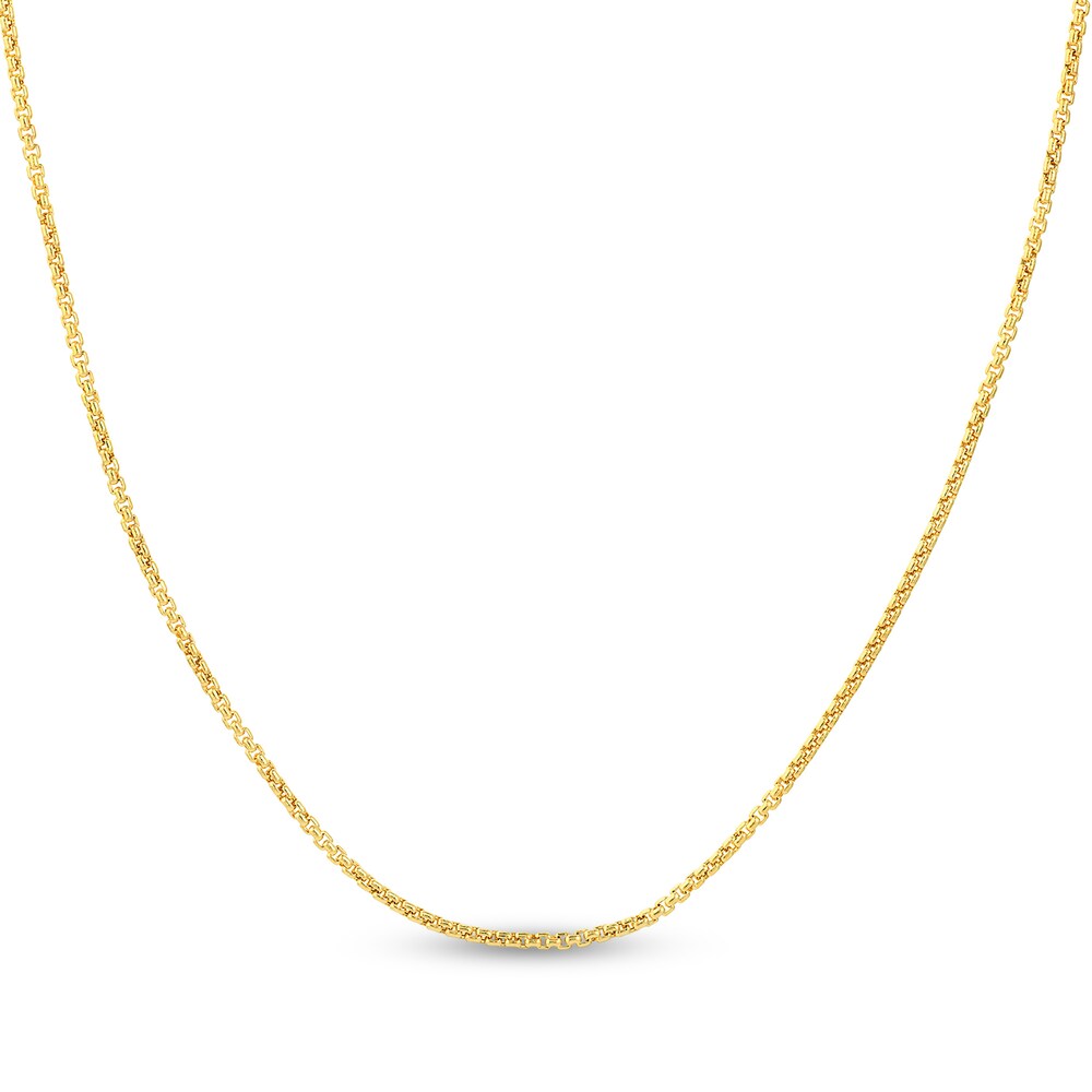 Hollow Round Box Chain Necklace 14K Yellow Gold 20" Jd3YEQtA