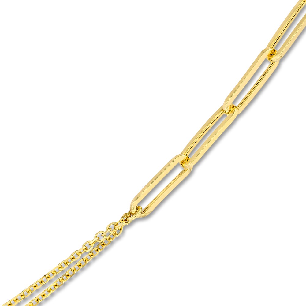 Paperclip/Curb Split Chain Necklace 14K Yellow Gold 20\" JdRcPPLQ