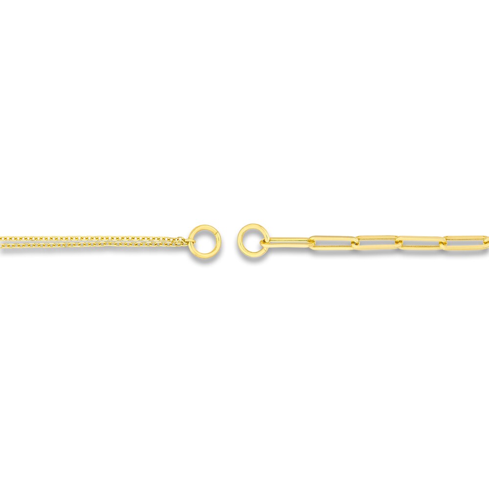 Paperclip/Curb Split Chain Necklace 14K Yellow Gold 20\" JdRcPPLQ