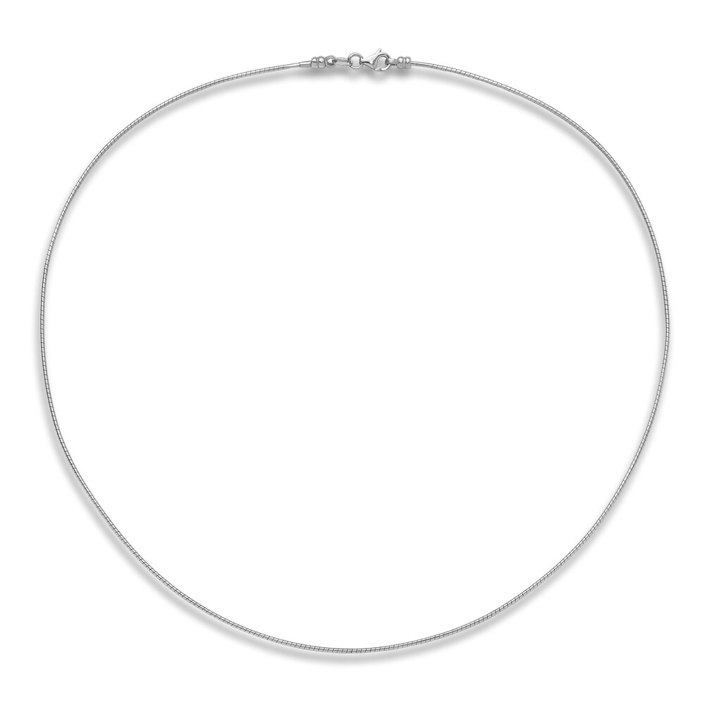 Domed Detachable Omega Necklace 14K White Gold 18\" 6.0mm JfcPzAKn