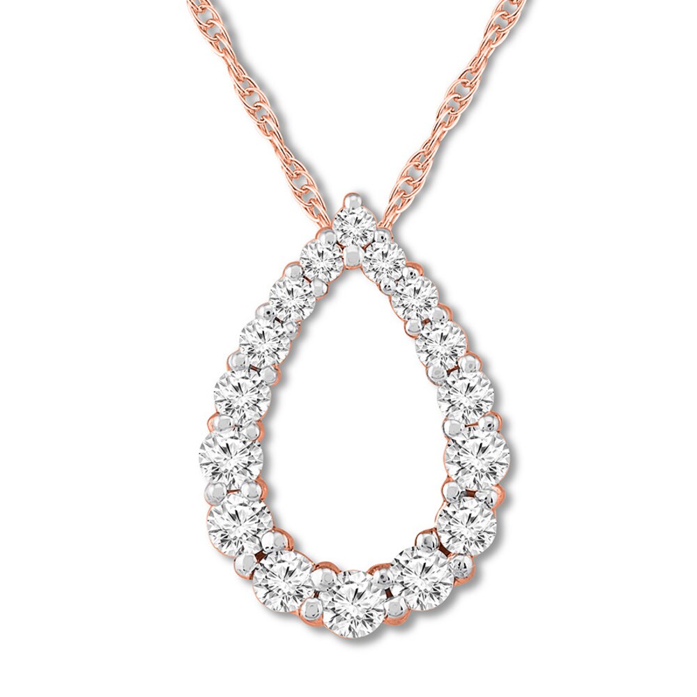 Diamond Teardrop Necklace 1/2 ct tw Round-cut 10K Rose Gold JiCjAroi