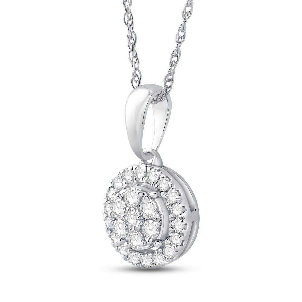 Diamond Pendant Necklace 1/4 ct tw Round 10K White Gold 18\" JkW0NA3q