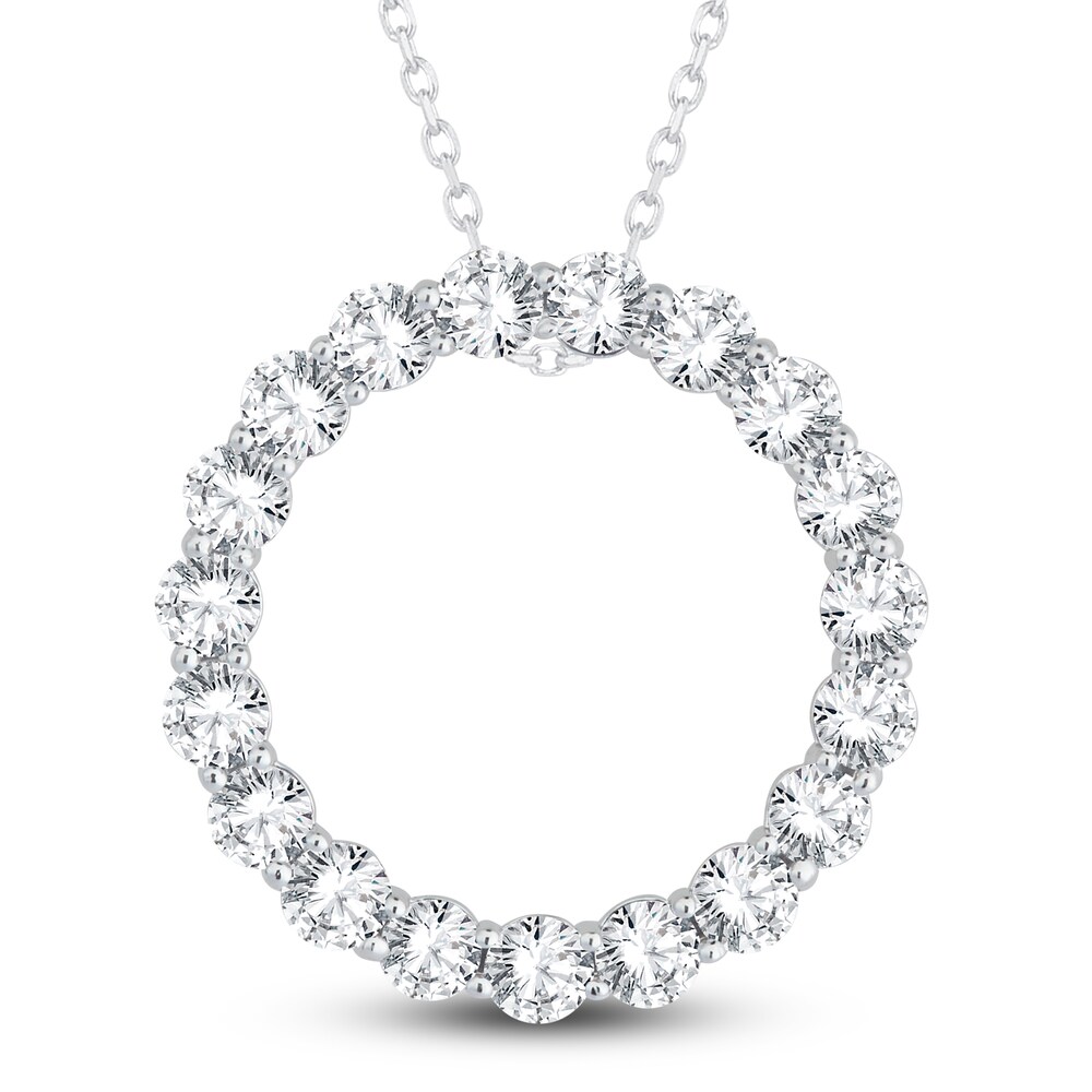 Diamond Circle Pendant Necklace 3 ct tw Round 14K White Gold 18" JrWvBpZO