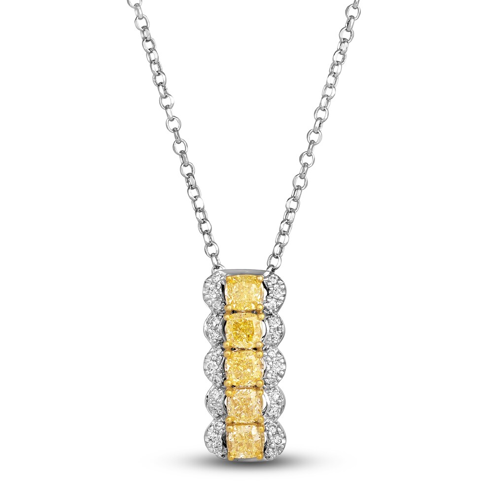 Le Vian Sunny Yellow Diamond Pendant Necklace 1 ct tw Round 14K Two-Tone Gold 19" JuhoEmTj