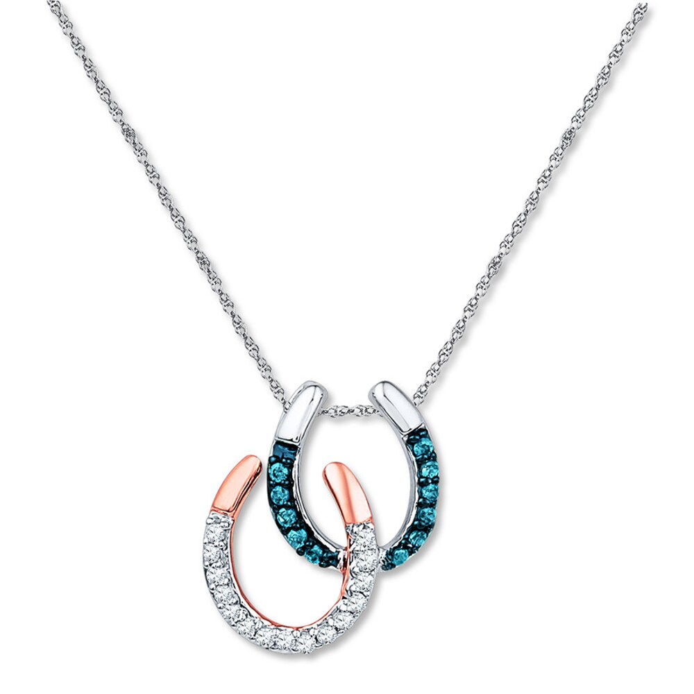 Horseshoe Necklace 1/6 ct tw Diamonds Sterling Silver/10K Gold JzwlHgmt