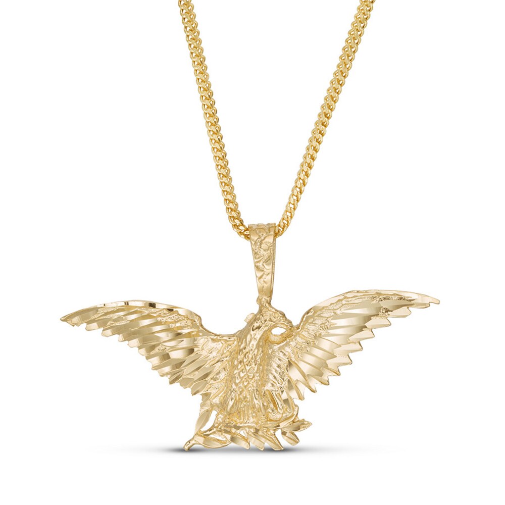 Men's Eagle Chain Necklace 10K Yellow Gold K0wotJvI