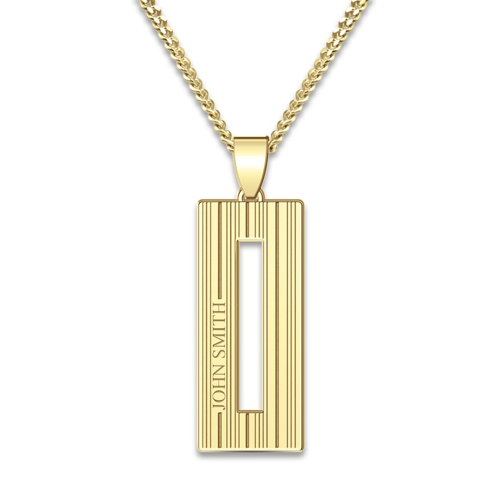 Men\'s Engravable Pendant Necklace 10K Yellow Gold 22\" K3MKzynN