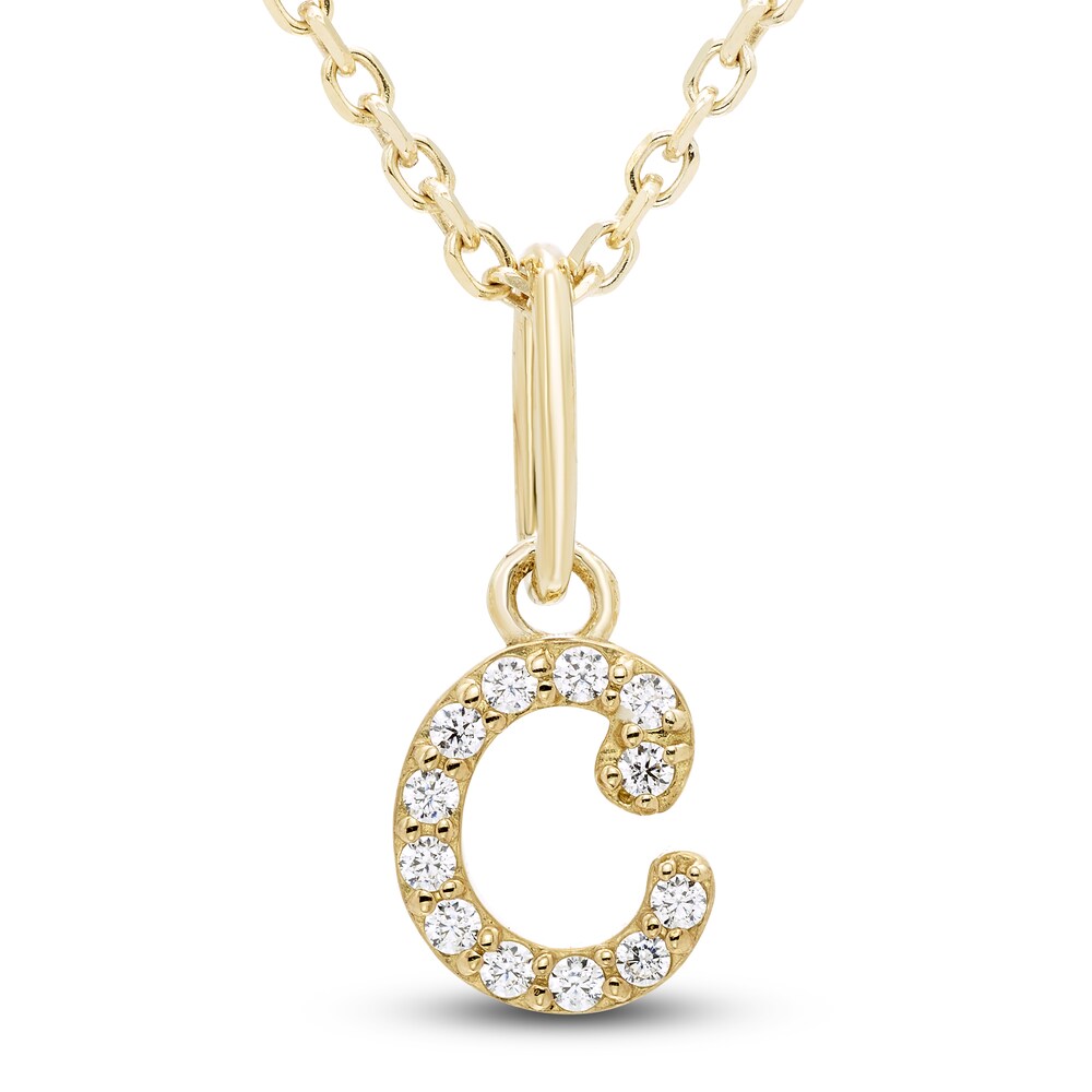 Diamond Initial C Pendant Necklace 1/20 ct tw Round 10K Yellow Gold 18" K6jfQAas