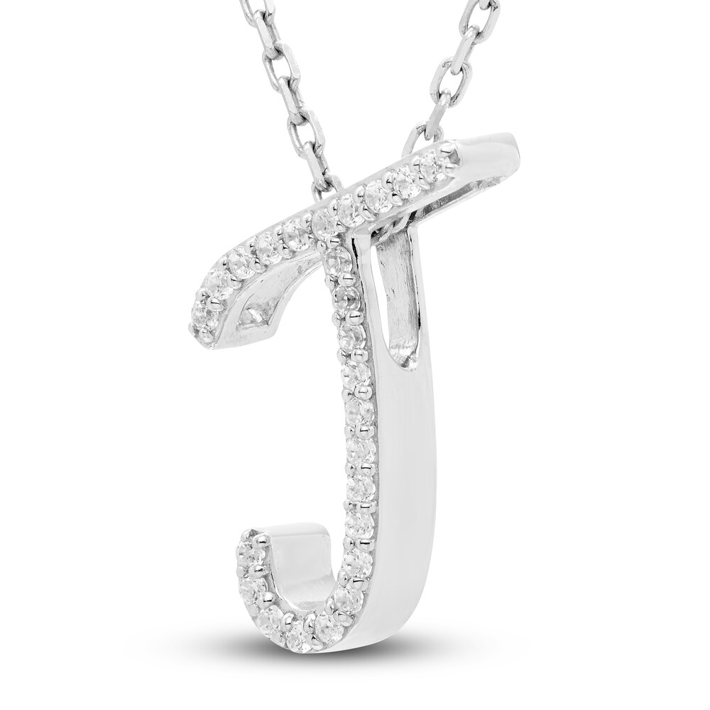 Diamond Letter T Pendant Necklace 1/10 ct tw Round 10K White Gold K6tVW4FW