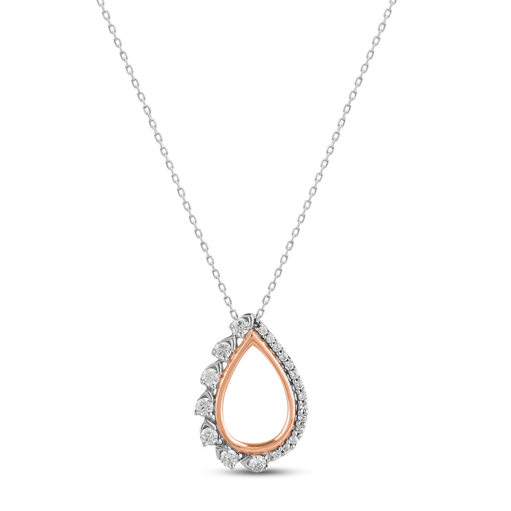 Diamond Drop Necklace 1/5 ct tw Round 14K Rose Gold KWOD8Tjp