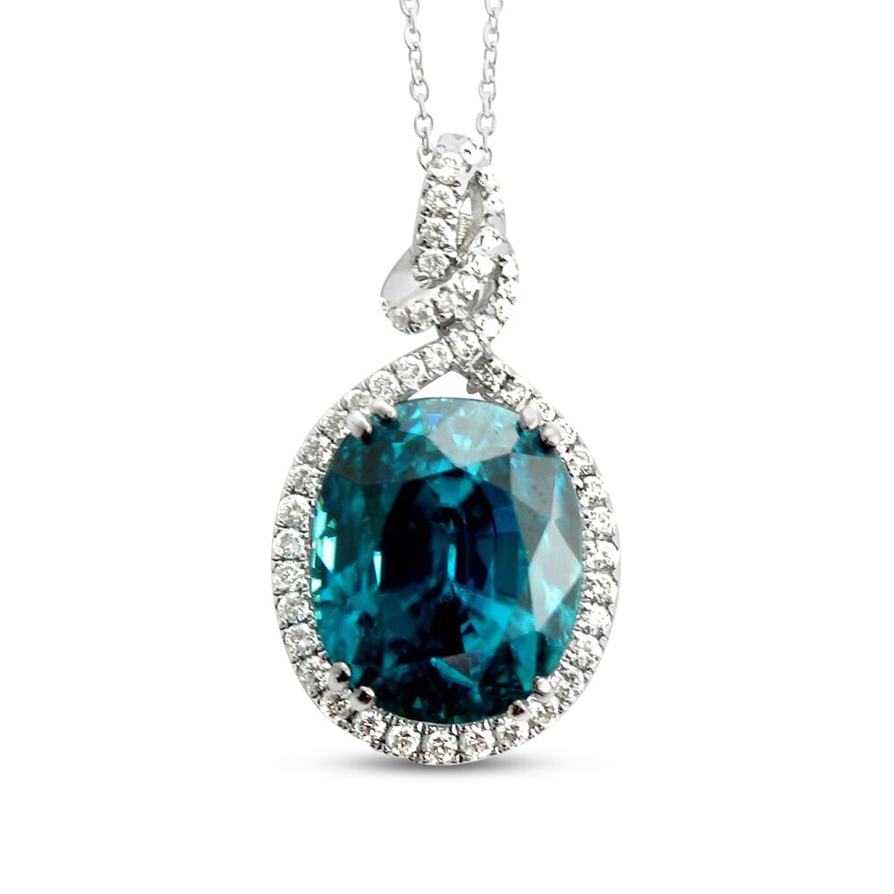 Le Vian Natural Blue Zircon Necklace 1-1/6 ct tw Diamonds 18K Vanilla Gold Ka3UVpXD