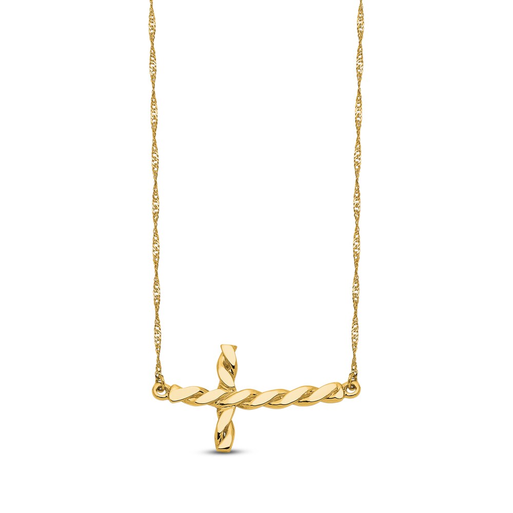 Twisted Cross Necklace 14K Yellow Gold KbiYAkmH