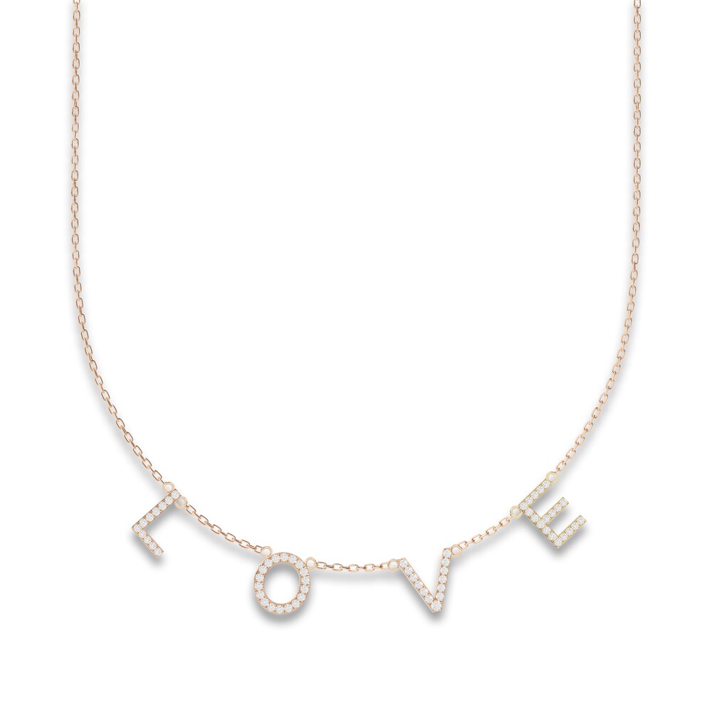 Juliette Maison Diamond Station Name Necklace 1/2 ct tw Round 10K Rose Gold KeG5EJ66