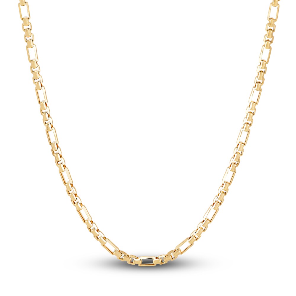 Italia D'Oro Men's Round Box Chain Necklace 14K Yellow Gold 20" Kf9t8Hlq