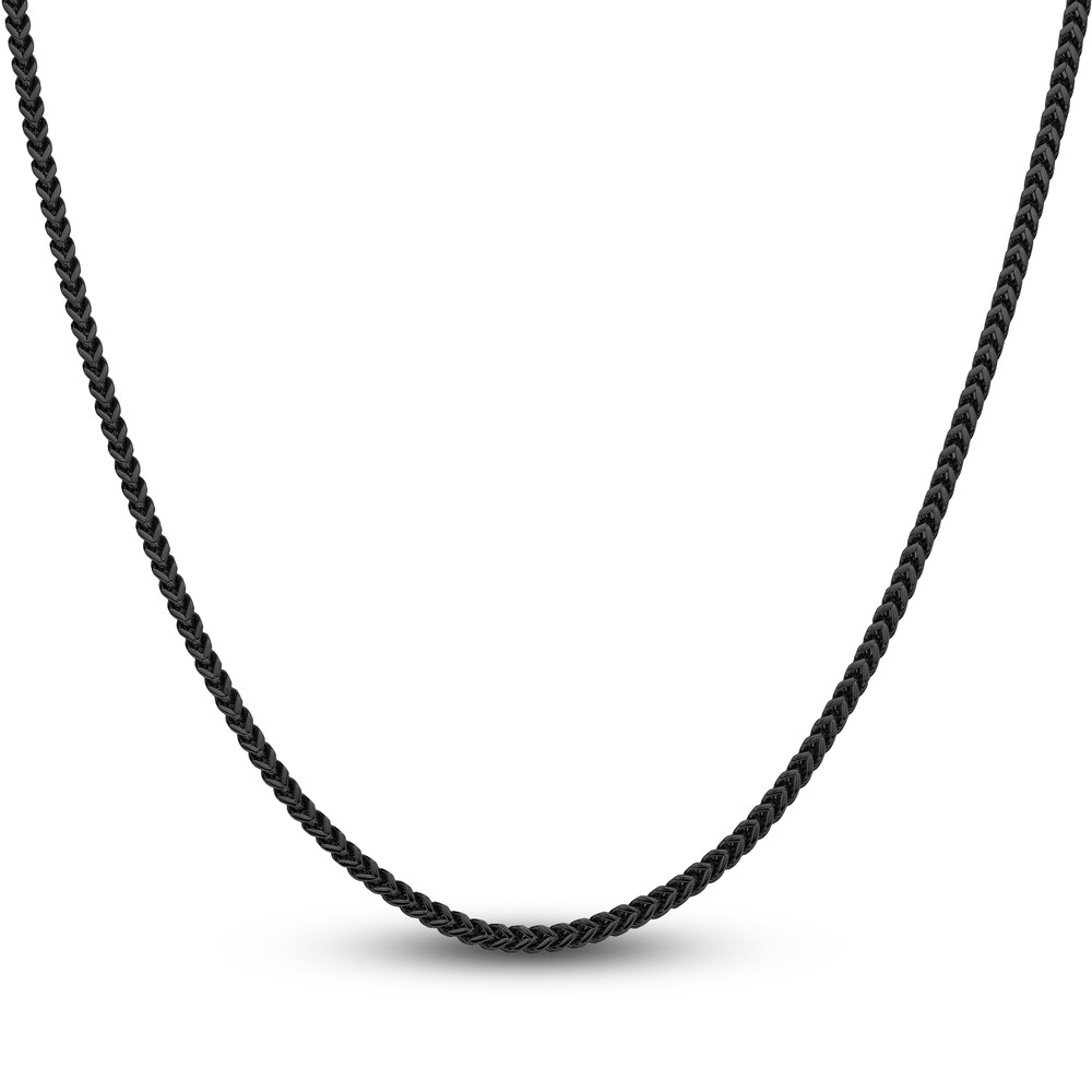 Men\'s Franco Chain Necklace Black Ion-Plated Stainless Steel 20\" KhoYavBm