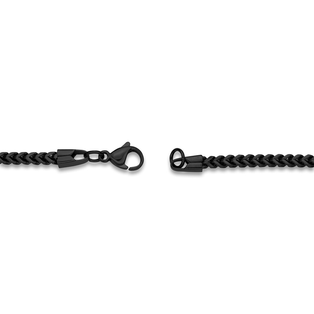 Men\'s Franco Chain Necklace Black Ion-Plated Stainless Steel 20\" KhoYavBm