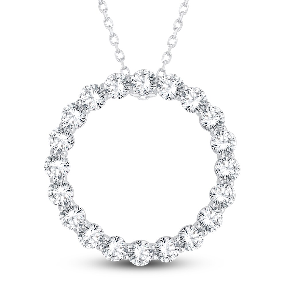 Diamond Circle Pendant Necklace 5 ct tw Round 14K White Gold 18" KifcJ6Ut