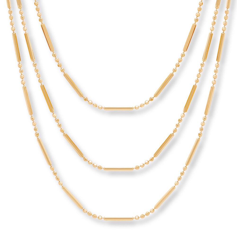 3-Strand Necklace 10K Yellow Gold 17\" Length KlB3yddV