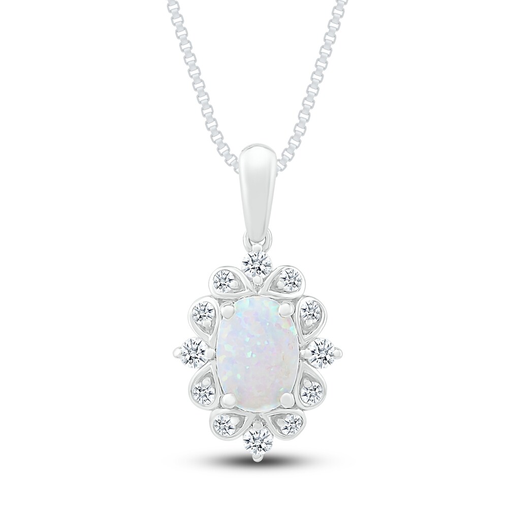 Lab-Created Sapphire & Lab-Created Opal Necklace Sterling Silver Kou9qsTf