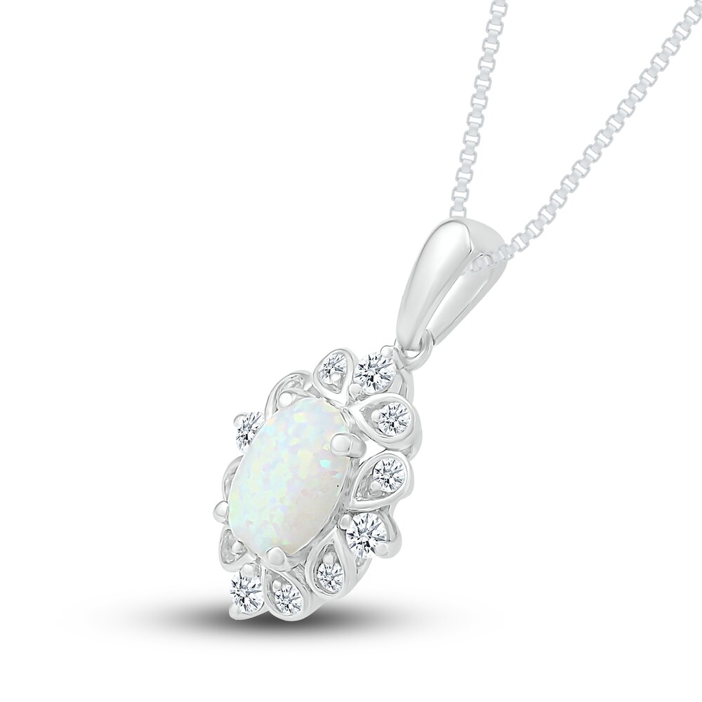 Lab-Created Sapphire & Lab-Created Opal Necklace Sterling Silver Kou9qsTf