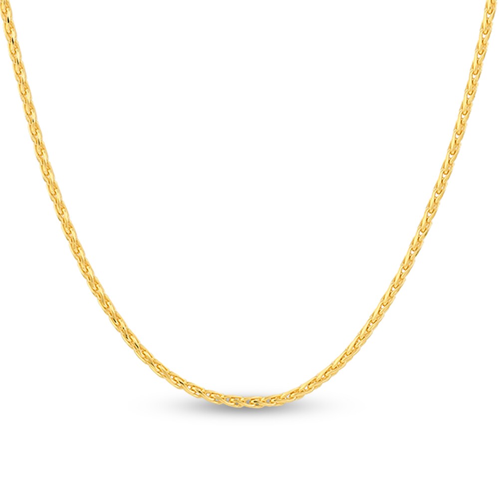 Diamond-Cut Round Wheat Chain Necklace 14K Yellow Gold 18" KqyUH1ue