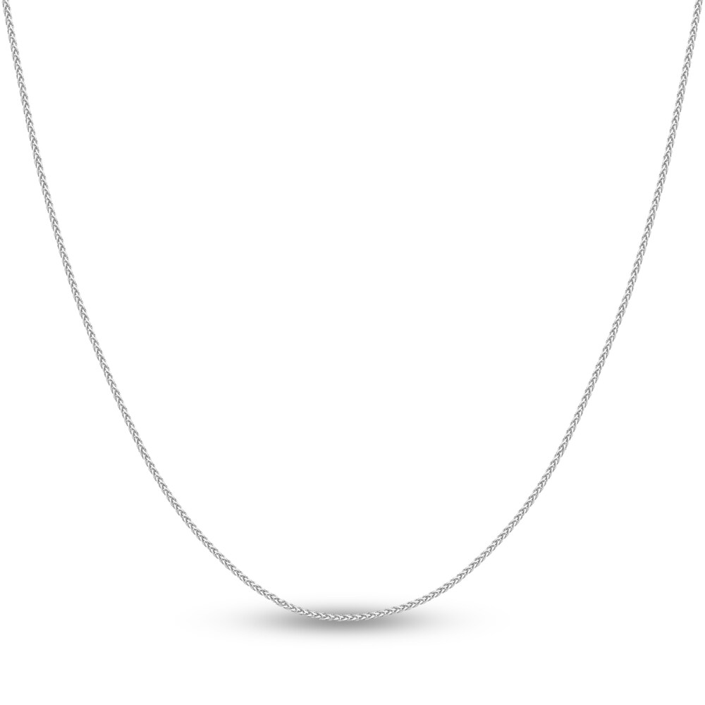 Round Wheat Chain Necklace 14K White Gold 24" Kt3rYNZa