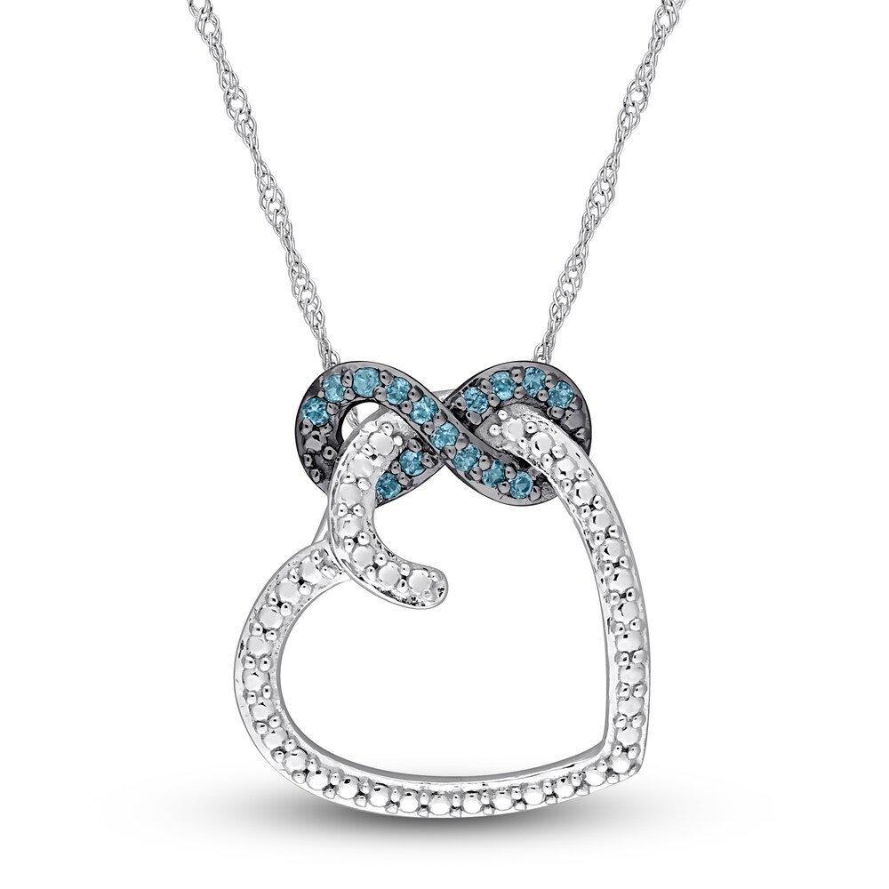 Natural London Blue Topaz Heart Necklace 10K White Gold 17" KyS1k9aA
