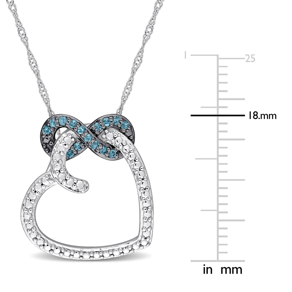 Natural London Blue Topaz Heart Necklace 10K White Gold 17\" KyS1k9aA