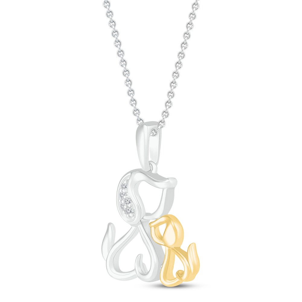 Dog Hearts Pendant Necklace Diamond Accents 10K Yellow Gold/Sterling Silver Kz4Zm8Vx