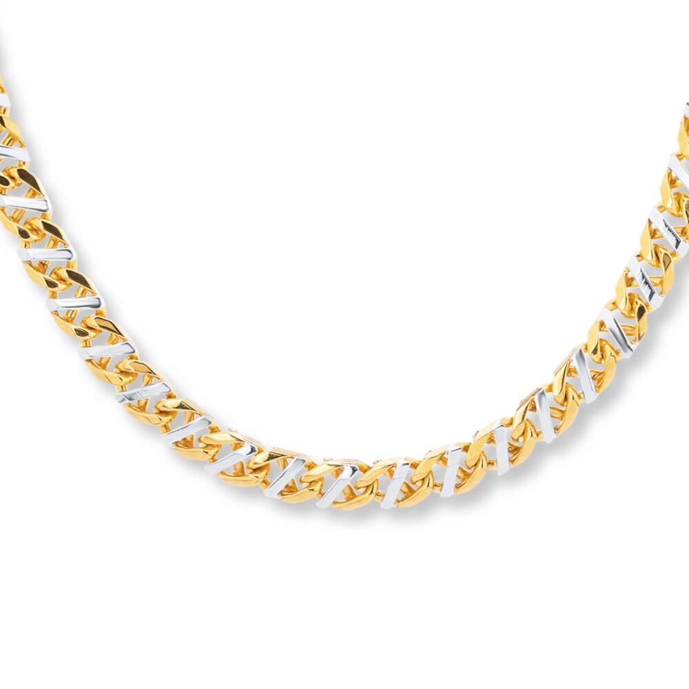 Mariner Link Necklace 10K Two-Tone Gold 22\" Length Kz91IDAP