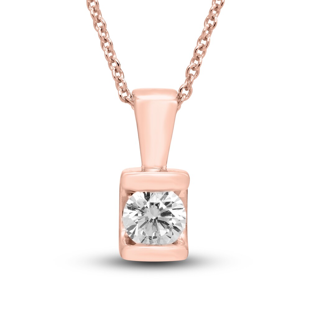 Hearts Desire Diamond Solitaire Necklace 1/3 ct tw Round 18K Rose Gold (I1/I) L2802CUd