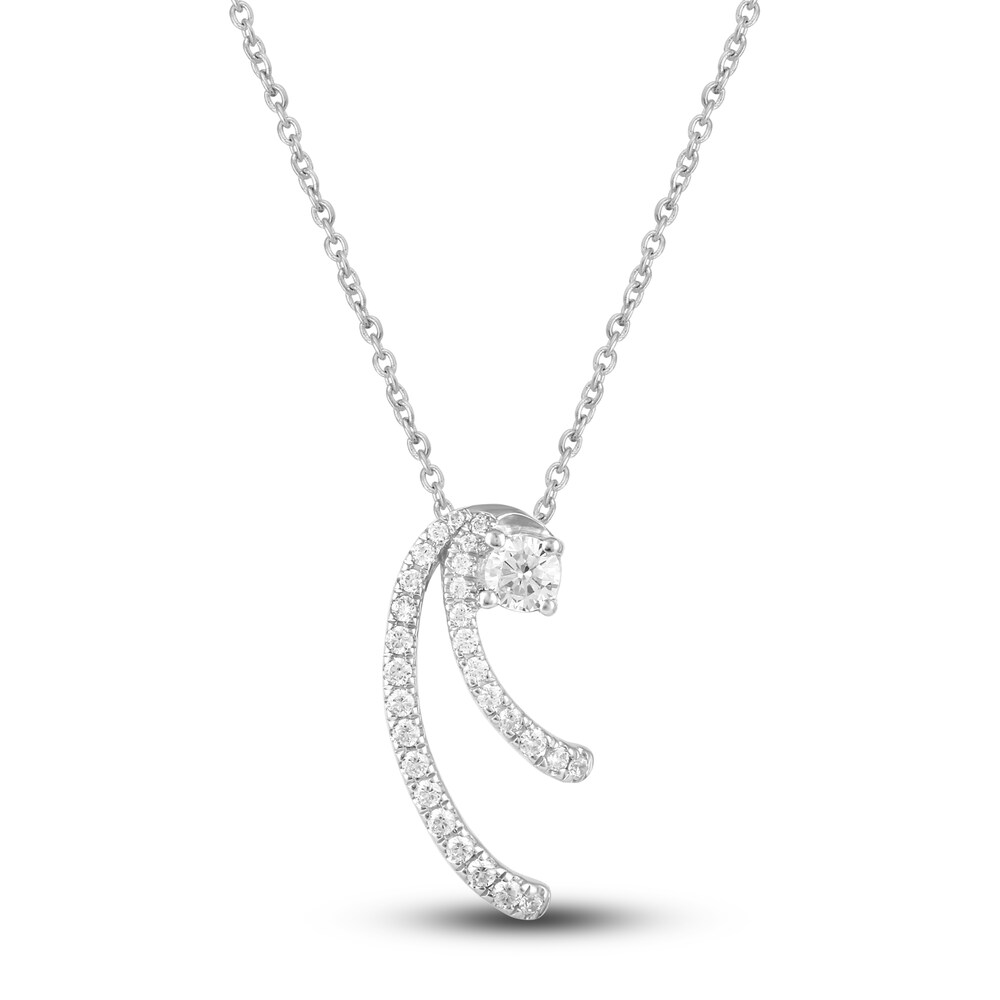 Diamond Pendant Necklace 1/3 ct tw Round 10K White Gold 18" L6leE4zB