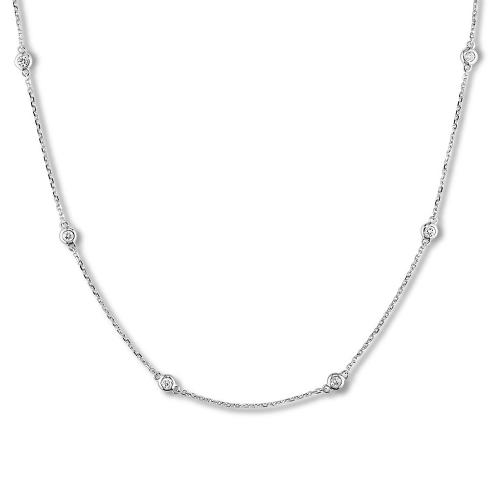 Diamond Station Necklace 1/3 ct tw Bezel-set 14K White Gold L7SOORS2