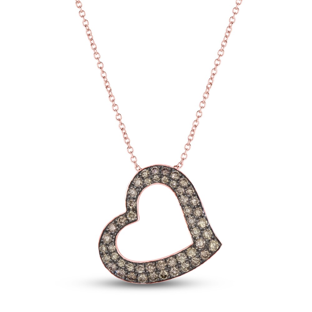 Le Vian Chocolate Diamond Heart Necklace 3/4 ct tw Diamonds 14K Strawberry Gold LD8vZxnp