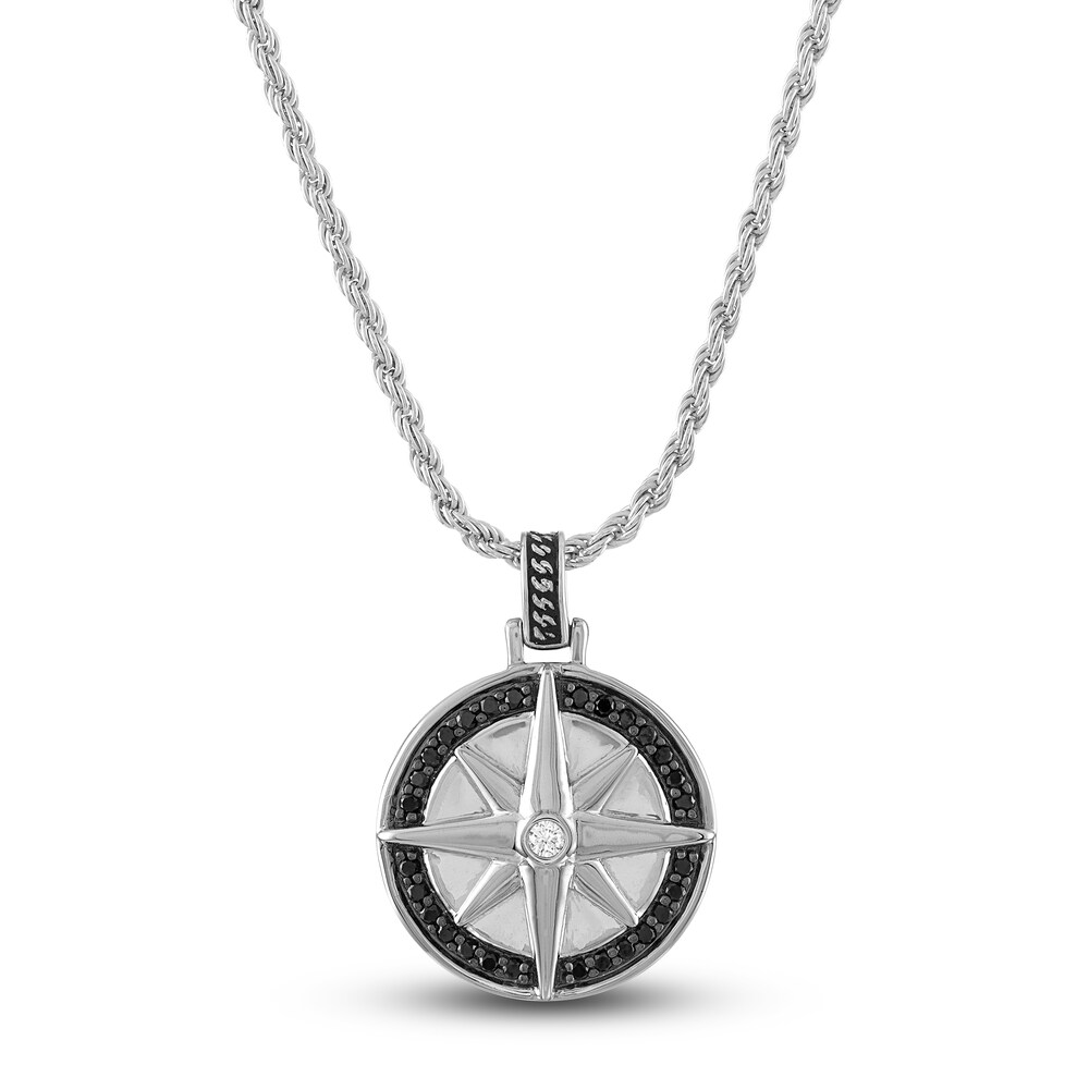 1933 by Esquire Men's Diamond Compass Pendant Necklace 1/3 ct tw Round Sterling Silver LDsGMozp