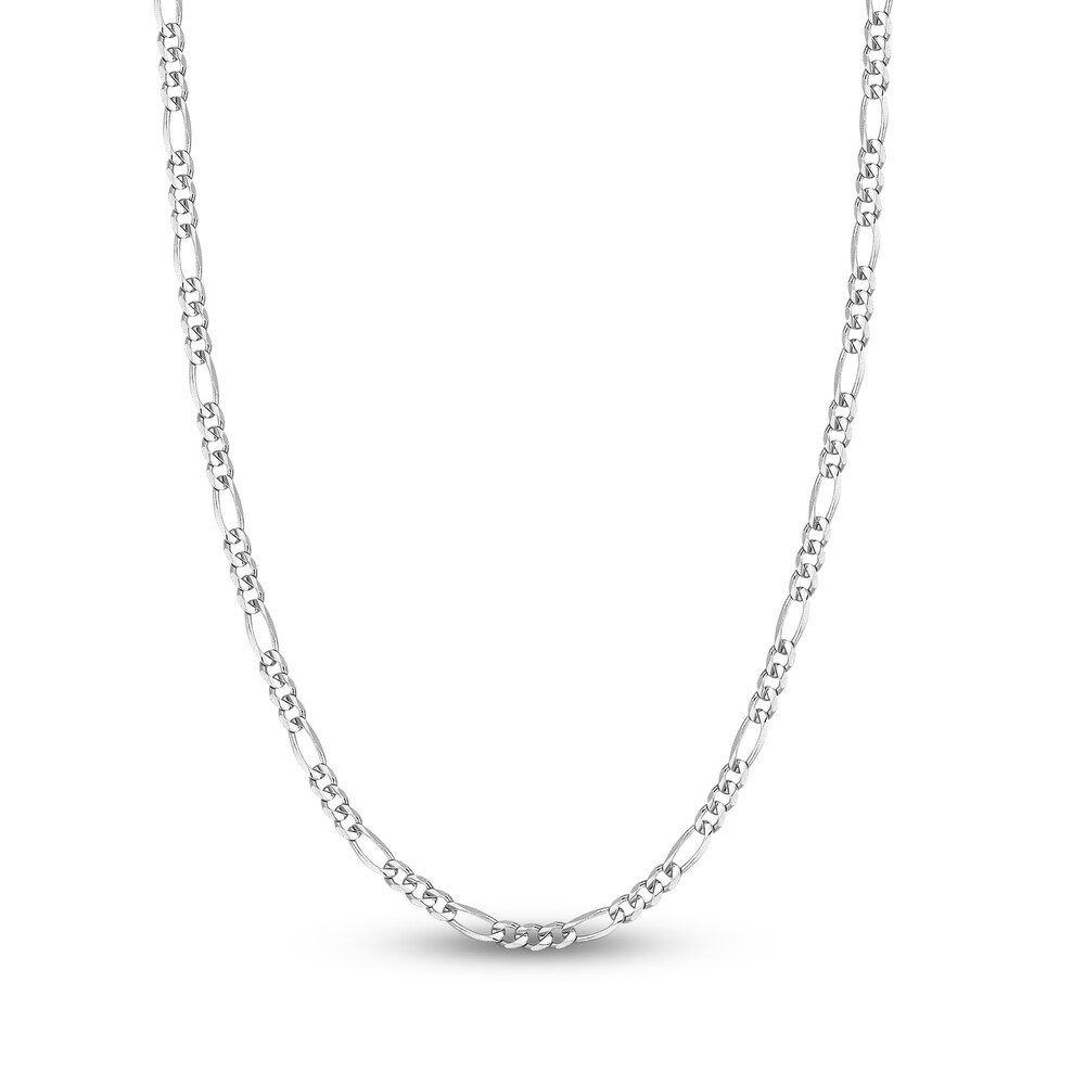 Figaro Chain Necklace 14K White Gold 18" LEC3ejZO