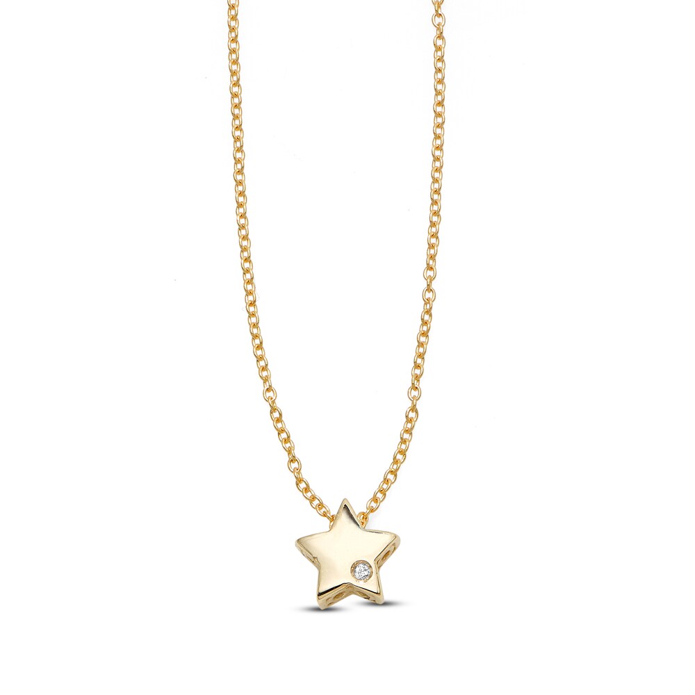 Star Necklace Diamond Accents 14K Yellow Gold LHKsMd1g